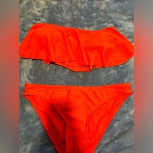 strapless top with flowy detail